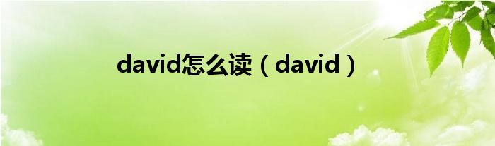 david怎么读（david）