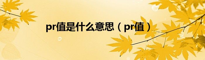 pr值是是什么意思（pr值）