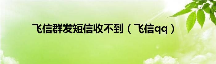 飞信群发短信收不到（飞信qq）