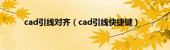 cad引线对齐（cad引线快捷键）