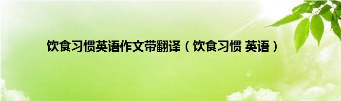 饮食习惯英语作文带翻译（饮食习惯 英语）