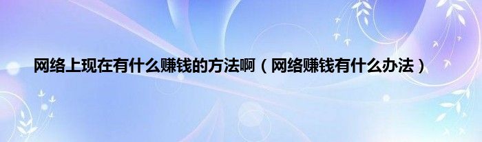 网络上现在有是什么赚钱的方法啊（网络赚钱有是什么办法）