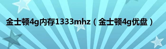 金士顿4g内存1333mhz（金士顿4g优盘）