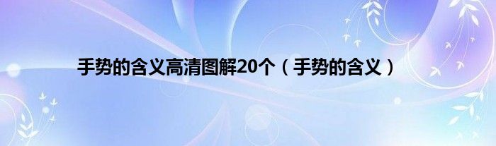 手势的含义高清图解20个（手势的含义）