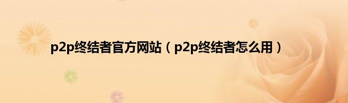 p2p终结者官方网站（p2p终结者怎么用）