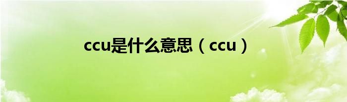 ccu是是什么意思（ccu）