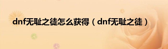 dnf无耻之徒怎么获得（dnf无耻之徒）