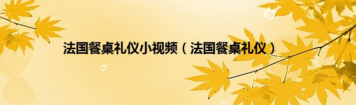 法国餐桌礼仪小视频（法国餐桌礼仪）