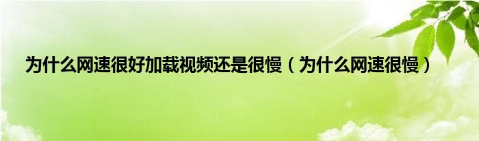 为是什么网速很好加载视频还是很慢（为是什么网速很慢）