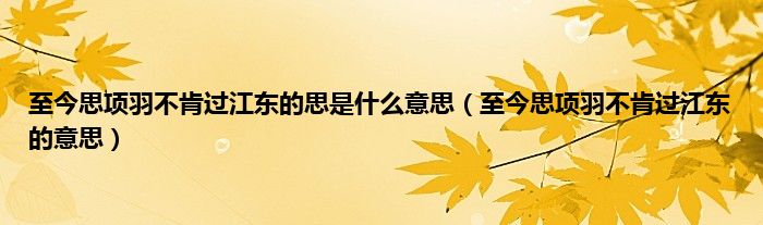 至今思项羽不肯过江东的思是是什么意思（至今思项羽不肯过江东的意思）