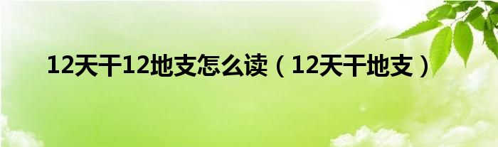 12天干12地支怎么读（12天干地支）