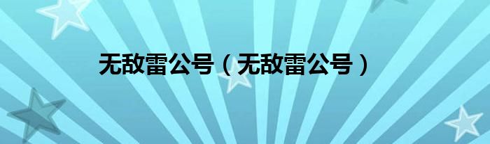 无敌雷公号（无敌雷公号）