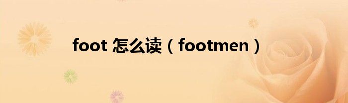 foot 怎么读（footmen）