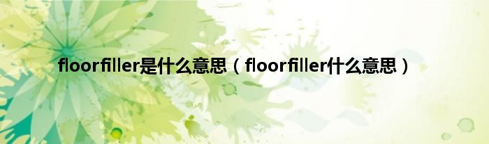 floorfiller是是什么意思（floorfiller是什么意思）