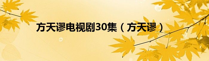 方天谬电视剧30集（方天谬）