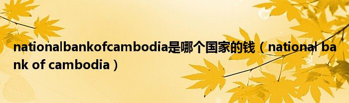 nationalbankofcambodia是哪个国家的钱（national bank of cambodia）