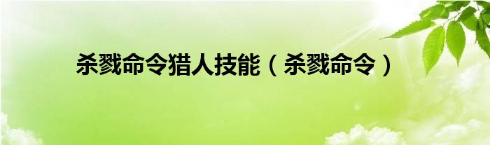 杀戮命令猎人技能（杀戮命令）