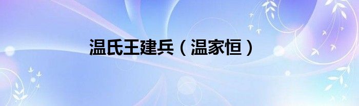 温氏王建兵（温家恒）