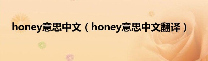 honey意思中文（honey意思中文翻译）