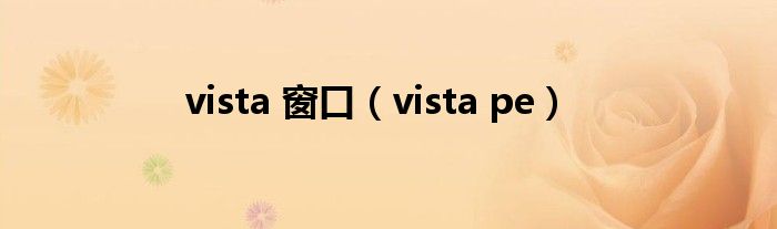 vista 窗口（vista pe）