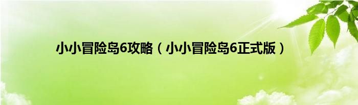 小小冒险岛6攻略（小小冒险岛6正式版）