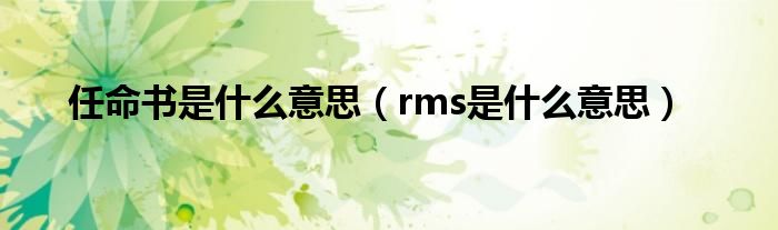 任命书是是什么意思（rms是是什么意思）