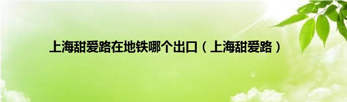 上海甜爱路在地铁哪个出口（上海甜爱路）