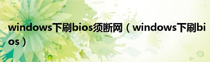 windows下刷bios须断网（windows下刷bios）