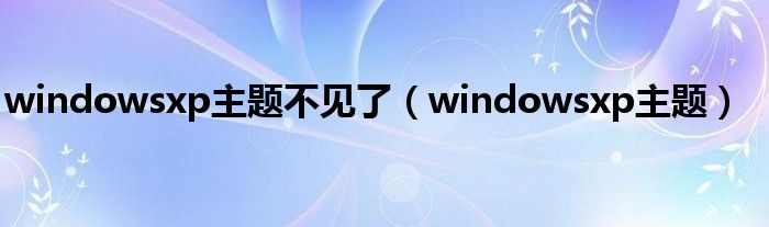 windowsxp主题不见了（windowsxp主题）