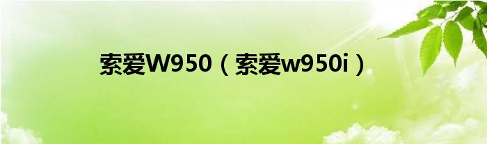 索爱W950（索爱w950i）