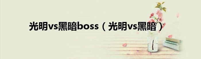 光明vs黑暗boss（光明vs黑暗）