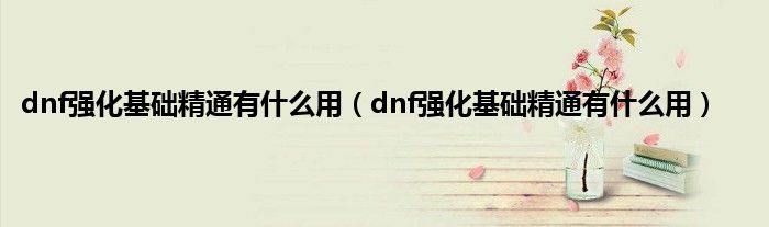 dnf强化基础精通有是什么用（dnf强化基础精通有是什么用）