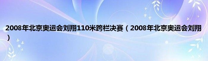 2008年北京奥运会刘翔110米跨栏决赛（2008年北京奥运会刘翔）