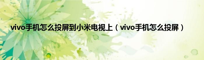 vivo手机怎么投屏到小米电视上（vivo手机怎么投屏）