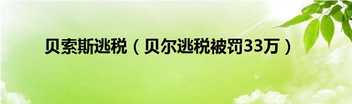 贝索斯逃税（贝尔逃税被罚33万）