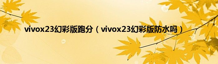 vivox23幻彩版跑分（vivox23幻彩版防水吗）