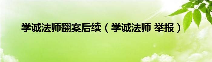 学诚法师翻案后续（学诚法师 举报）