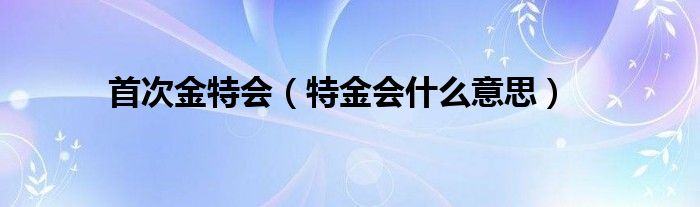 首次金特会（特金会是什么意思）