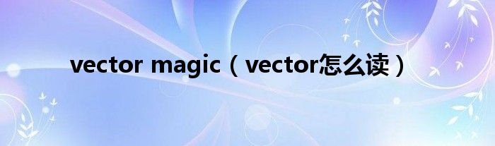 vector magic（vector怎么读）