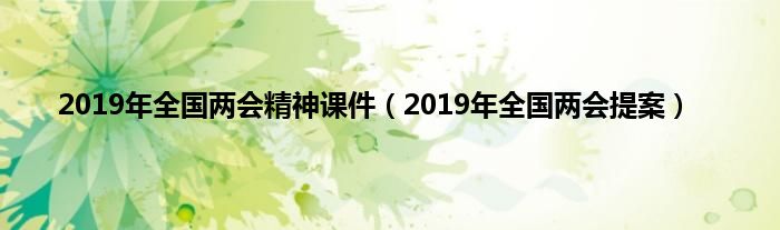 2019年全国两会精神课件（2019年全国两会提案）