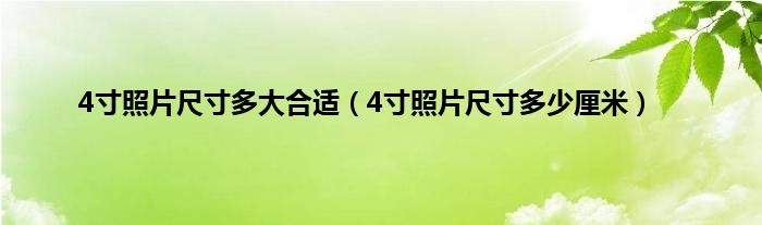 4寸照片尺寸多大合适（4寸照片尺寸多少厘米）