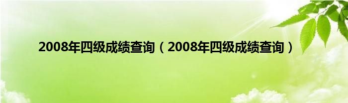 2008年四级成绩查询（2008年四级成绩查询）