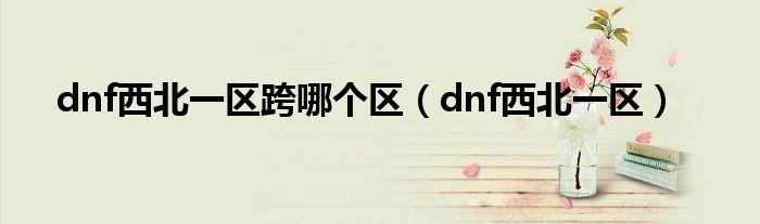 dnf西北一区跨哪个区（dnf西北一区）