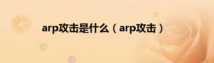 arp攻击是是什么（arp攻击）