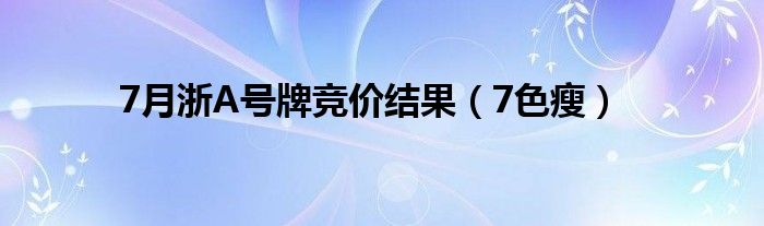 7月浙A号牌竞价结果（7色瘦）