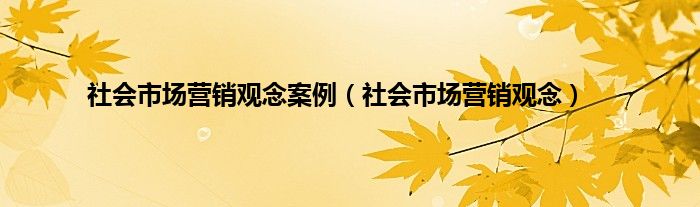 社会市场营销观念案例（社会市场营销观念）