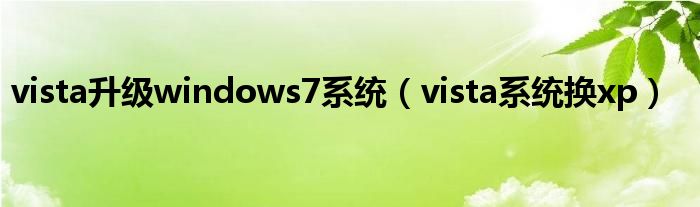 vista升级windows7系统（vista系统换xp）