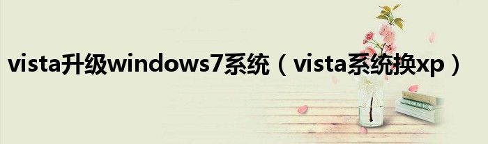 vista升级windows7系统（vista系统换xp）