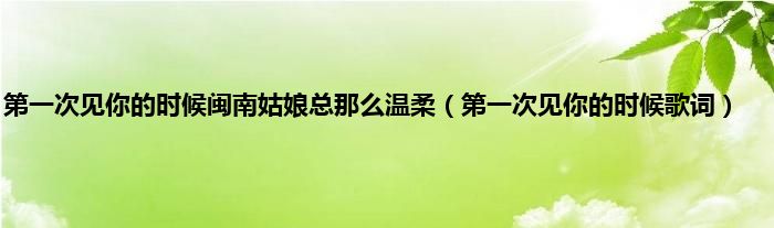 第一次见你的时候闽南姑娘总那么温柔（第一次见你的时候歌词）