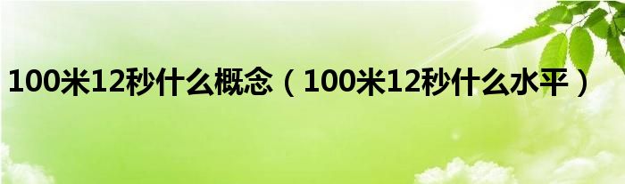 100米12秒是什么概念（100米12秒是什么水平）